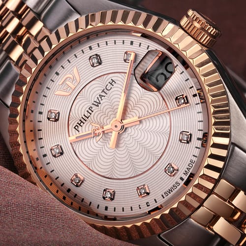 Philip Watch. Multifunzione Donna in Acciaio Inox Pvd oro rosa Diamant