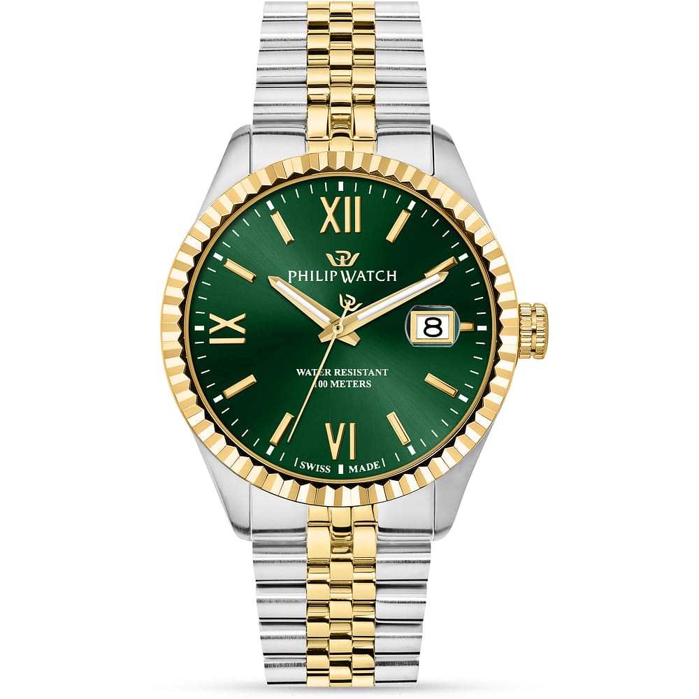 Raptor Gabin Orologio Uomo Quarzo Con Data - Cinturino In Pelle Verde, Cassa 48mm, RA20367