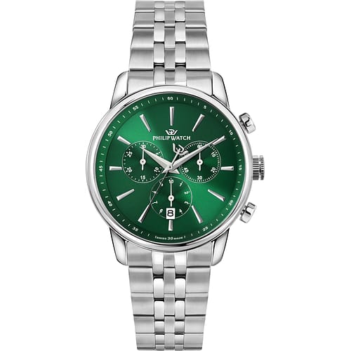 Police Orologio Uomo PEWJB2203042 - Quadrante Grigio, Cinturino In Pelle Verde, Cassa In Acciaio 52mm