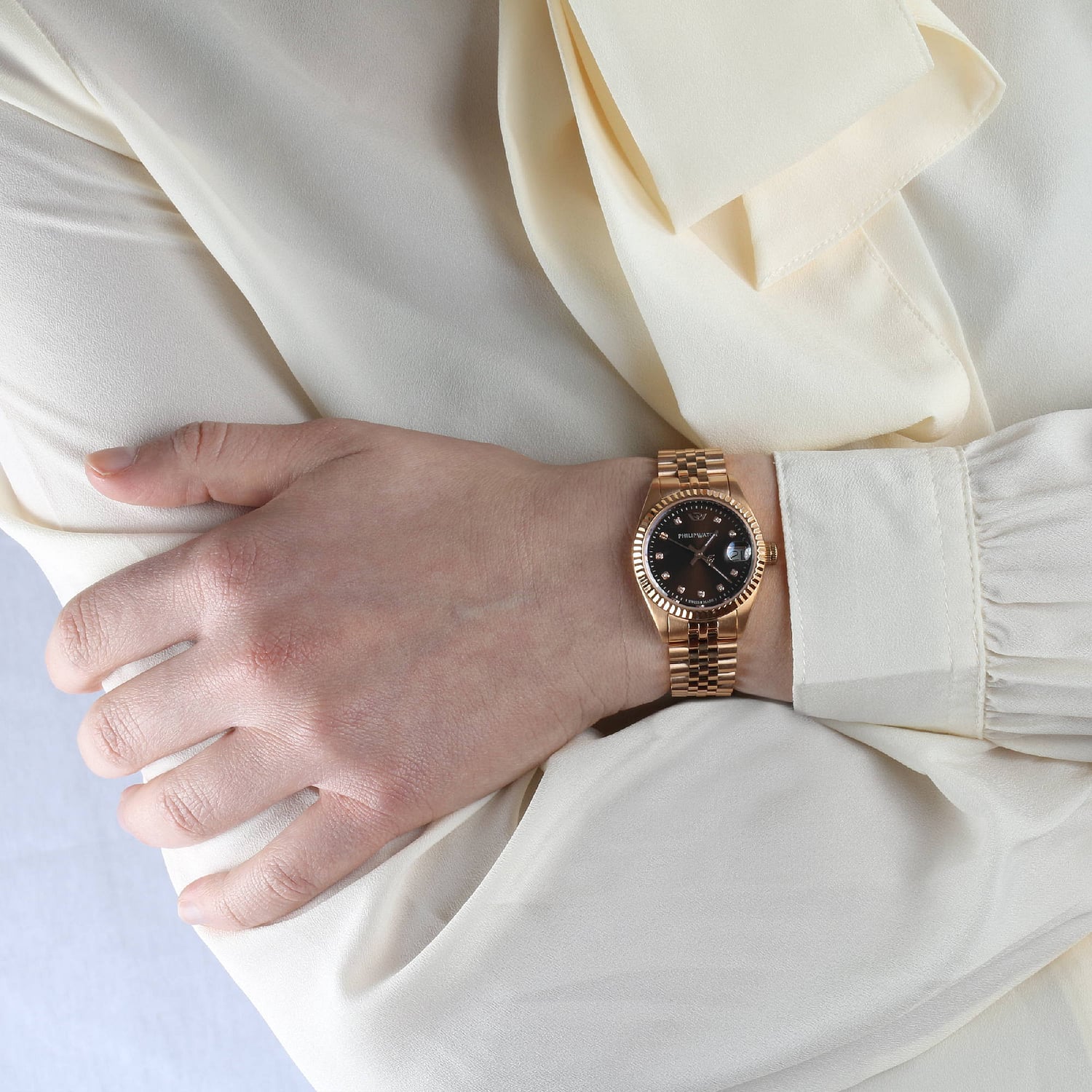 Philip Watch. Just time Donna in Acciaio Inox Pvd oro rosa Diamanti na