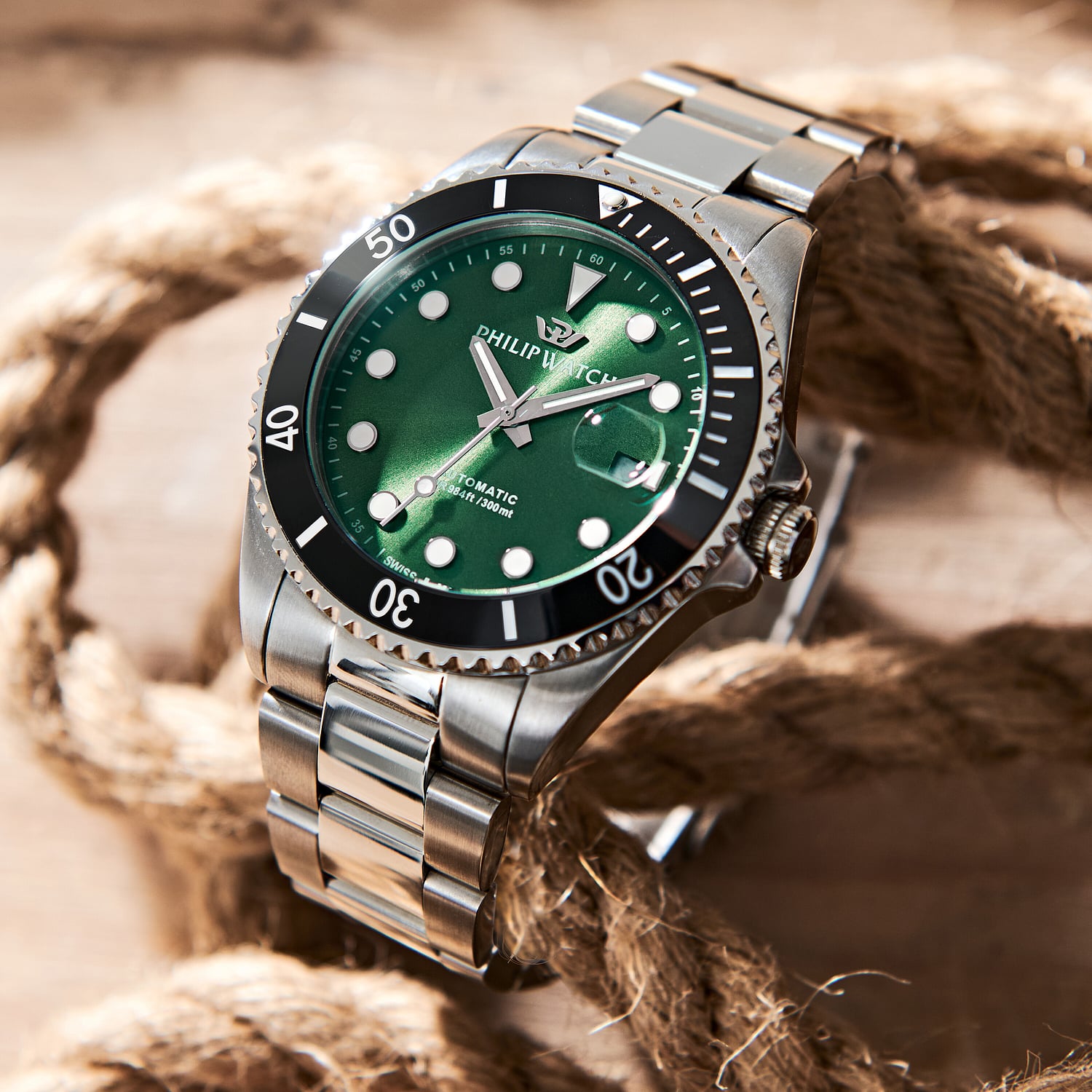 Date & Time Watch for Male Philip Watch R8223597118 2026 Caribe Diving